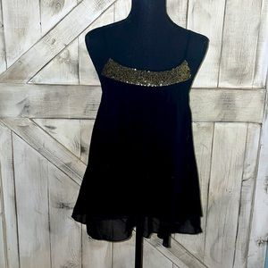 Small Petite Black and sequin gold Blouse